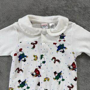 Vintage Talbots Kids Snowman One Piece Collared Button Footie Holiday Winter